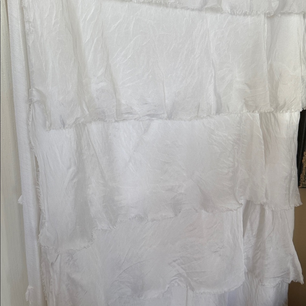 BECCA Italian White 100% Silk Layered Tiered Maxi Skirt Summer Size One Size - Picture 6 of 14